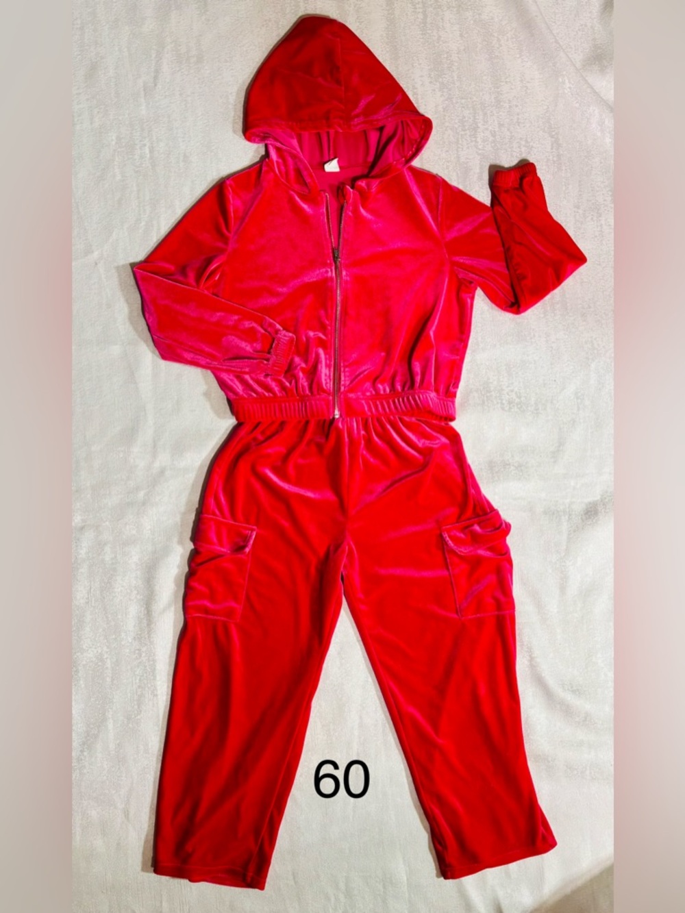 SHEIN Hot Pink Velour Zip Hoodie Set